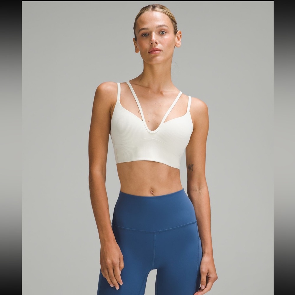 NWT Like a Cloud Strappy Longline Ribbed Bra Light Support, B/C Cup / BONE / 4